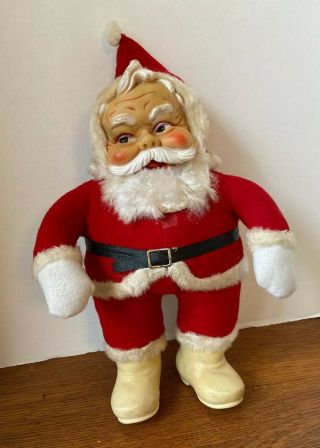 Rushton Co Vintage Plush Santa Claus Rubber Face Boots 16 "