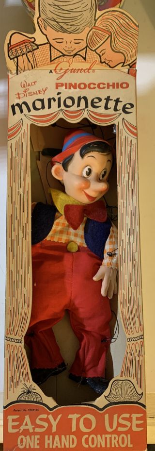 Vintage Walt Disney Pinocchio Marionette By Gund 13” Rare