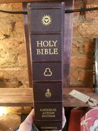 Holy Bible Catholic Action Edition Vintage 1953 Hardcover Illustrated Gold Gilt 2