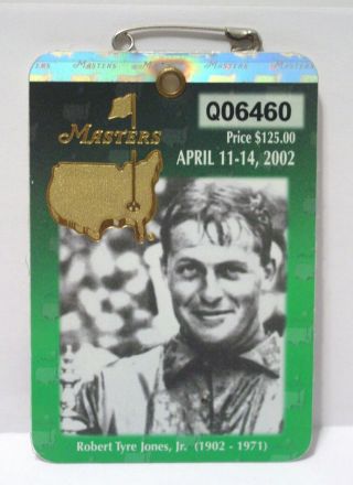 2002 Masters Badge - Ticket Tiger Woods Champion 3rd Green Jacket 4 Day