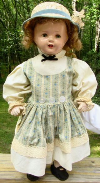 Large Antique Vintage Arranbee R&b Doll Composition Cloth Body Wig Clotheshat
