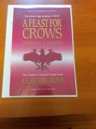 Signed George Rr Martin A Feast For Crows Captain Of The Guards Game Of Thrones