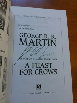 Signed George RR Martin A Feast for Crows Captain of the Guards Game of Thrones 2