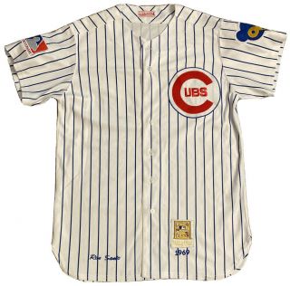 Ron Santo Mitchell & Ness 1969 Retro Home Chicago Cubs Jersey 10 Cooperstown 48