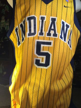 Indiana Pacers Jalen Rose 5 Nike Yellow Stripped Jesery Sz Xl,  Great Shape