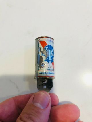 Vintage Pabst blue ribbon retractable beer bottle opener metal can advertising 2