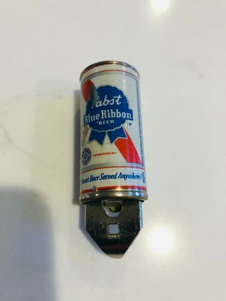 Vintage Pabst blue ribbon retractable beer bottle opener metal can advertising 3