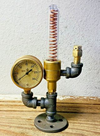 Vintage Pressure Gauge & Flow Meter Valve,  Steampunk Industrial Lamp Part,  Parts