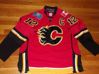 Reebok Calgary Flames Jarome Iginla Long Sleeve Hockey Jersey Mens 50