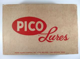 Vintage Pico Lures Empty Dealer Box For 12 Pico Mullet 801 - Y,  Padre Island Co.