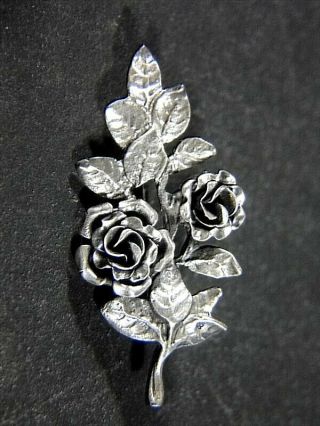 Vintage Peruzzi 800 Silver Florence Italy Flowers Brooch Pin