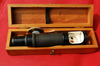 Vintage Bausch & Lomb Brinell Microscope In Wooden Box
