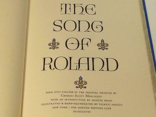 The Song Of Roland 1938 Limited Editions Club Illustrated/signed Valenti Angelo
