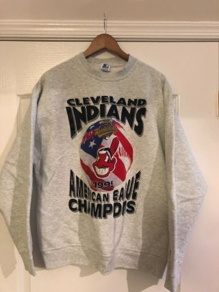 Vtg 1995 Cleveland Indians Starter Sweatshirt Xl Go Tribe