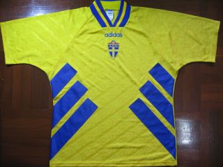 Sweden World Cup 1994 Adidas Away Football Soccer Jersey Shirt L Vtg Maillot 90s
