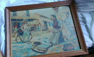 Vintage Pbn Paint By Number App 11 1/2 By 14 1/2 " Mexican Scene Cooking Baking