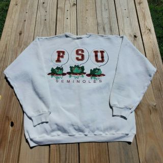 Vtg 90s Fsu Florida State Seminoles Crewneck Sweatshirt Size L
