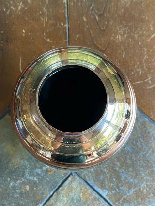 Vintage Brass & Copper Coil Vase Made in India Large MCM Metal Vase 10” 2
