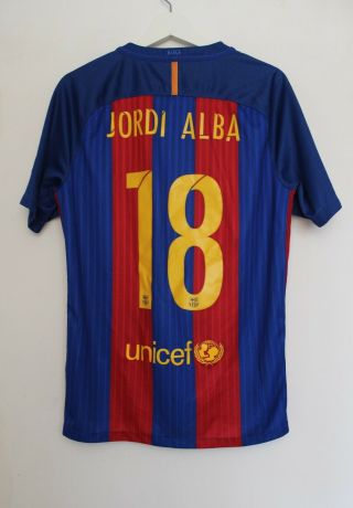 Fc Barcelona Jordi Alba 2016/2017 Home Football Shirt Jersey Nike Sz M