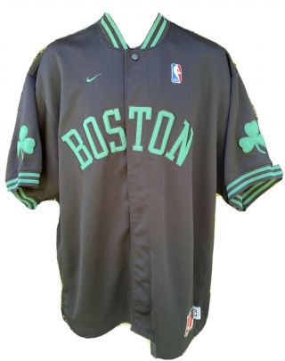 Nike Boston Celtics Nba Button Warm Up Jersey Jacket Mens S Small Black S/s