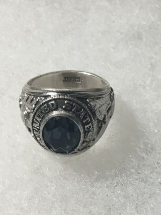 Vintage Us Military United States Army Topaz Sterling Silver Class Ring Marked