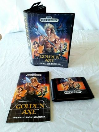 Vintage 1989 Sega Genesis Golden Axe Video Game W/ Box & Instructions
