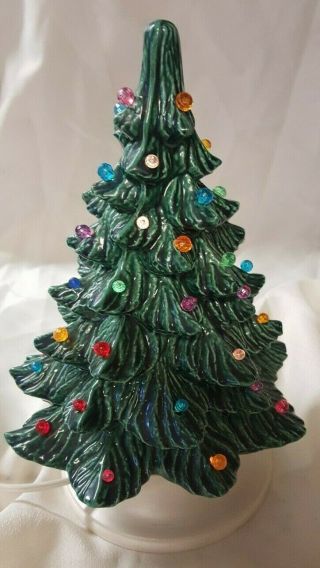 Vtg Nowell’s Ceramic Mold 2 Pc Green Lighted Christmas Tree Color Bulbs