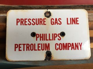 Vintage Pressure Gas Line Phillips Petroleum Company Pump Oil Porcelain Sign