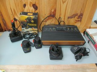 Vintage Atari 2600 Video Game Console Wood Grain