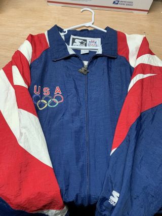 1996 USA Olympic Team Vintage 90s Starter Eagle Atlanta Warm - Up Jacket Men ' s L 3