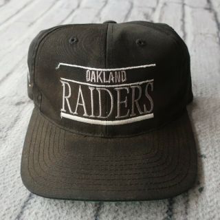Vintage 90s Oakland Raiders Snapback Hat Cap Black Silver