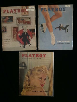 Playboy Magazines Set Of 3 - Vintage - January,  February,  May 1958