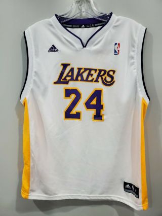 Adidas Nba Los Angeles Lakers Kobe Bryant 24 White Basketball Jersey Youth Xl