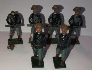6 Vintage W Britain Jr.  Toy Lead Civil War Soldiers Union Confederate Soldiers