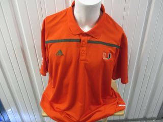 Vintage Adidas Um Miami Hurricanes 2xl Sewn Orange Collar Polo Shirt