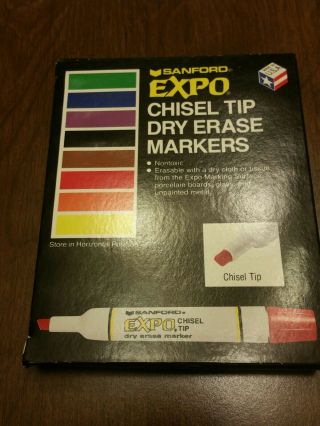 Vintage Expo Dry Erase Sanford Markers Set 8 Chisel Tip Full Set