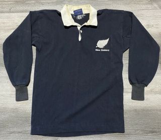 Vintage Zealand All Blacks Canterbury Long Sleeve Rugby Polo Shirt Mens M