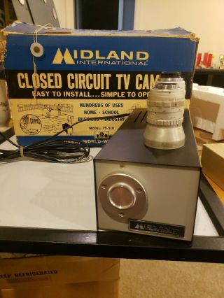 Vintage Midland Closed Circuit Tv Camera 15 - 510 Cosmicar 50mm Lens 17848 & 16073