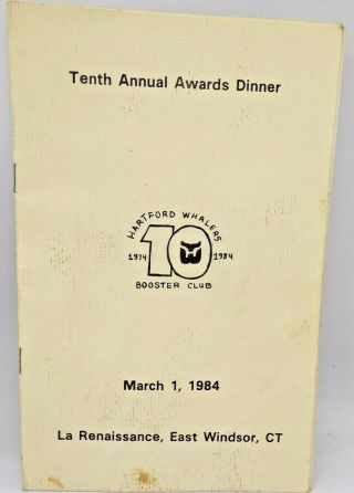 1984 Hartford Whalers Booster Fan Club Awards Dinner Program Autographed
