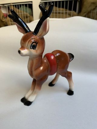 Vintage Kreiss Christmas Big Eye Deer Reindeer Ceramic Japan 6 " F5