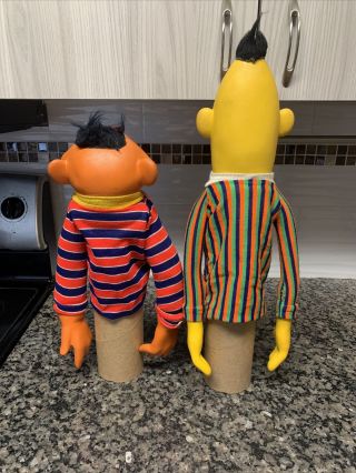 Sesame Street Muppets BERT and ERNIE Vinyl Cloth Hand Puppets Vintage 1970s 3