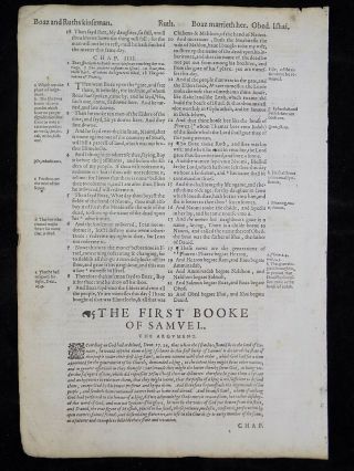 1597 Geneva Bible Leaf Page You Pick Small Folio Leaf W/ C.  O.  A.