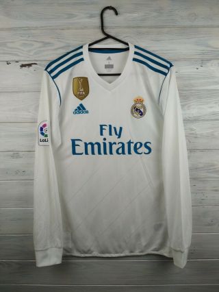 Real Madrid Jersey S 2018 2019 Long Sleeve Shirt B31106 Soccer Football Adidas