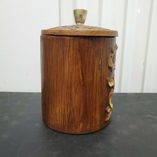 Vintage Treasure Craft California Pottery Apple Wood Barrel Cookie Jar Canister 2