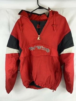 Vintage Detroit Red Wings Starter Nhl 1/4 Zip Insulated Jacket Size Xl