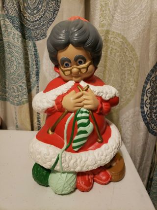 Mrs Claus Atlantic Mold Christmas Ceramic Knitting Stockings Vintage Large 13 "