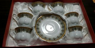 Vintage Collectible Fine Porcelain Set Of 6 Saucer And Cups