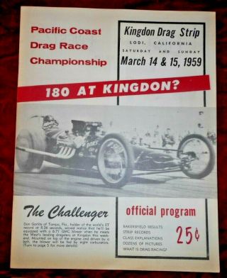 Pacific Coast Drag Race Championship March 1959 Official Program