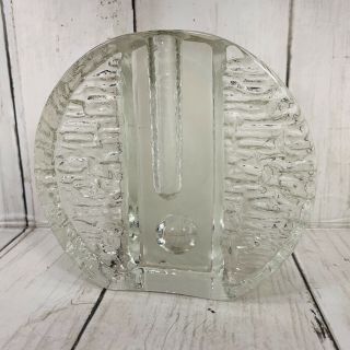 Vintage Mcm Blenko Glass Mid Century Modern Clear Circle Texture Bud Vase Chip