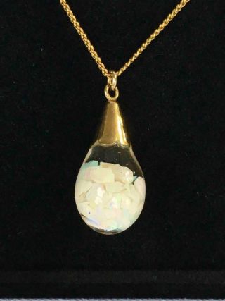 Vintage 1/20 12k Gold Filled Floating Opal Pendant Necklace
